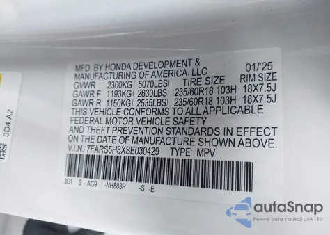 2025 Honda Cr-V Hybrid Sport-L из США, поврежденный, VIN 7FARS5H8XSE030429
